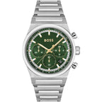 Hugo Boss Candor 1514220 Men's Silver Steel Watch with Green Dial