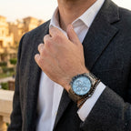 Hugo Boss Strike 1514242 Chronograph Light Blue Dial Gunmetal Stainless Steel Men's Watch