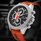 Tommy Hilfiger 1792084 Men's Sport Chronograph Watch – Black Dial with Orange Silicone Strap