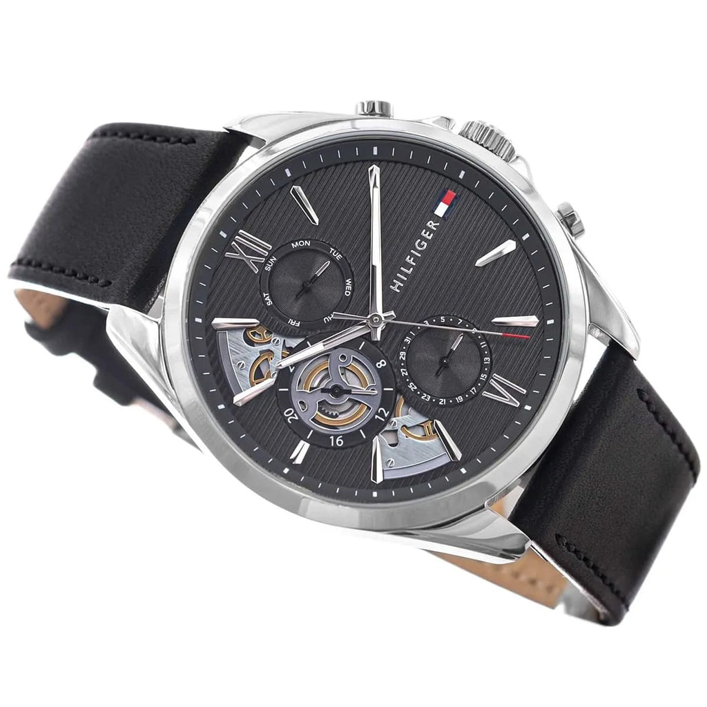 Tommy Hilfiger Men's Multi-Function Watch – Model 1710644 – Black Leather Strap
