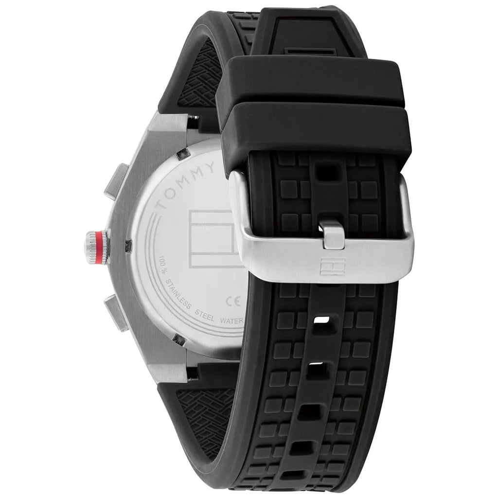 Tommy Hilfiger Connor 1791898 Men’s Black Dial Black Silicone Multi-Function Watch