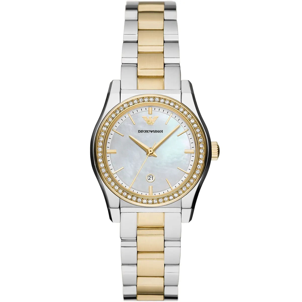 Emporio Armani AR11559 Women’s Mother of Pearl Dial Two-Tone Stainless Steel Federica Watch