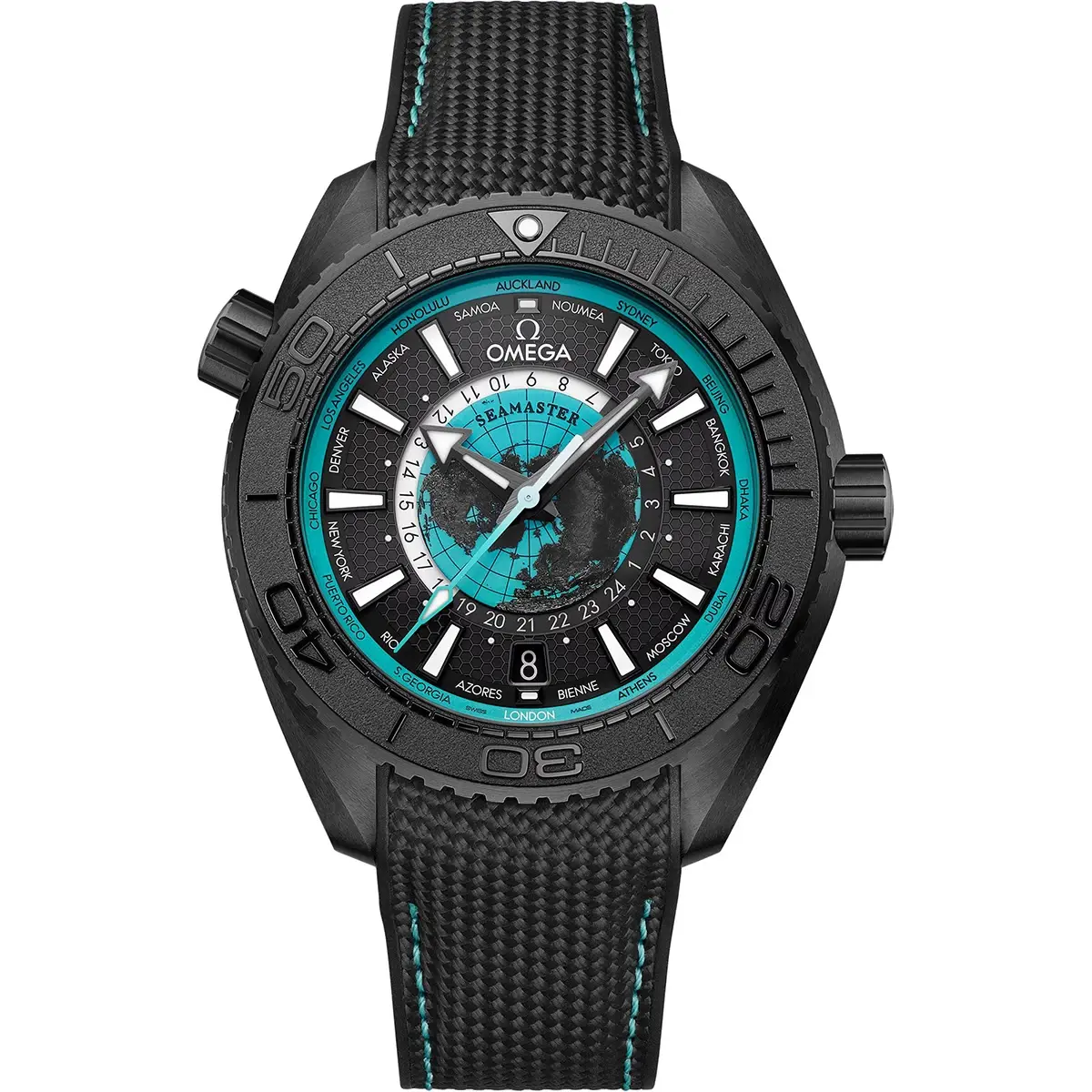 Omega Seamaster Planet Ocean Worldtimer turquoise