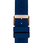 Guess Rig GW0051G3 Rose Gold & Blue Rubber Strap Watch with Metal Inserts