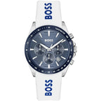 Hugo Boss Strike 1514238 Men's Blue Dial Watch with White Logo Rubber Strap