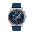 Hugo Boss Navigator 1513526 Silver Stainless Steel Blue Silicone Chronograph Watch