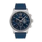 Hugo Boss Navigator 1513526 Silver Stainless Steel Blue Silicone Chronograph Watch
