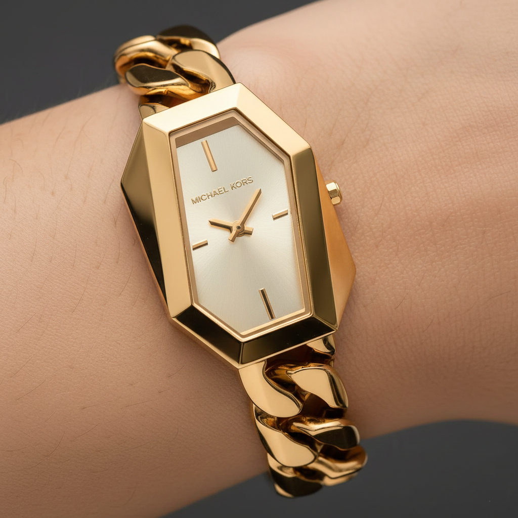 Michael Kors Gia MK4878 Gold-Tone Hexagonal Chain Watch