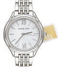 Michael Kors Runway MK7075 Silver Watch with White Mother of Pearl Roman Dial