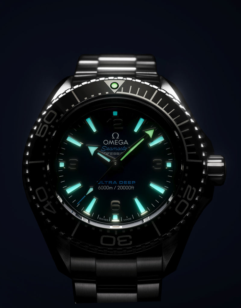 Omega Seamaster Planet Ocean 6000M Co Axial Master Chronometer Blue Dial Silver Steel Strap Watch for Men Automatic size 43.5mm