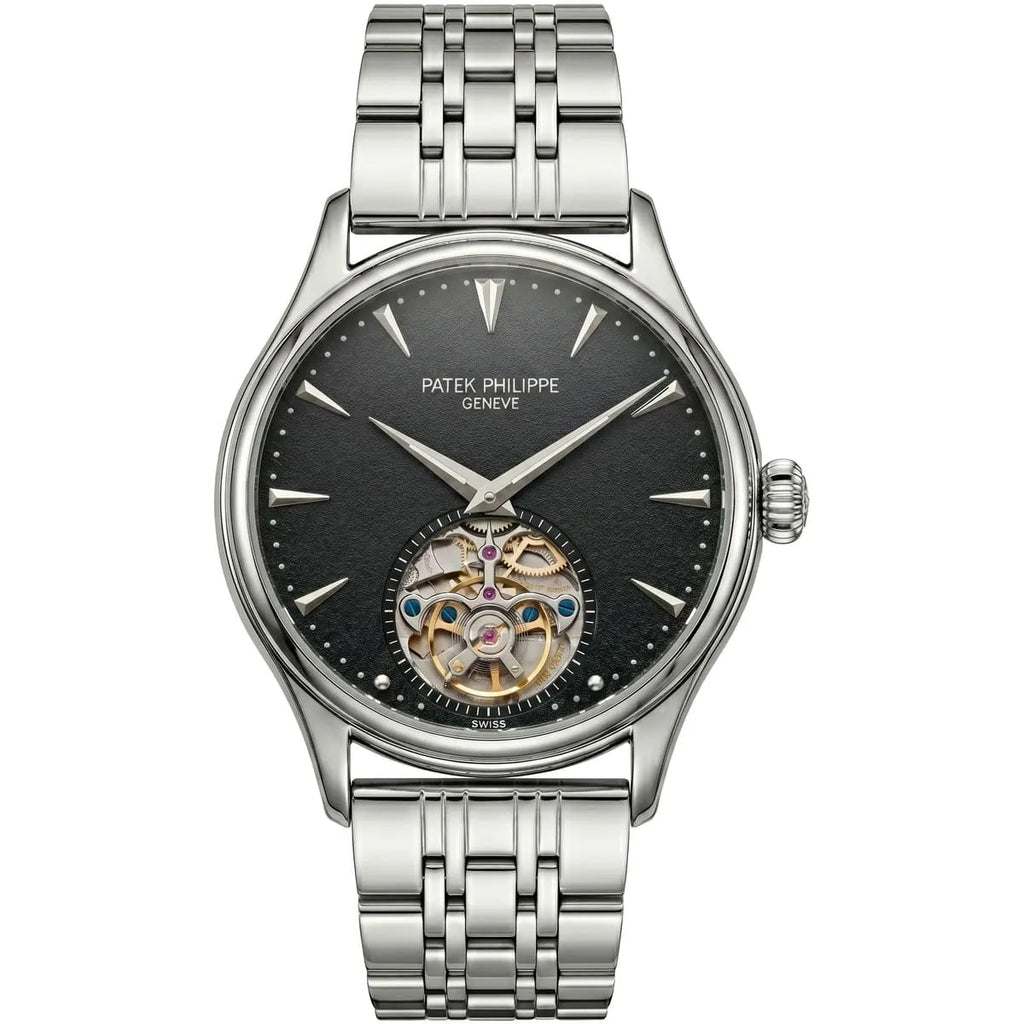 Patek Philippe Men’s Black Textured Dial Open-Heart Watch