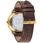 Tommy Hilfiger Hunter 1791607 Gold Case Green Textured Dial Brown Leather Men's Watch