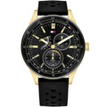 Tommy Hilfiger Austin 1791636 Gold Case Black Dial Black Silicone Men's Watch