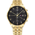 Tommy Hilfiger West 1791708 Gold Case Black Dial Gold Stainless Steel Men's Watch