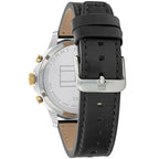 Tommy Hilfiger Henry 1710474 Silver & Gold-Tone Skeleton Black Leather Men's Watch