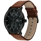 Original Tommy Hilfiger Hunter Men's Watch - Black Case & Brown Leather (1791604)