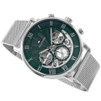Original Tommy Hilfiger Legend Men's Watch - Silver Mesh Steel & Green Skeleton Dial (1710567)